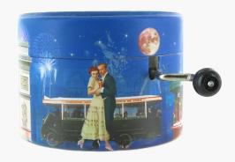 Boîtes à musique à manivelle rondes en carton Boîte à musique à manivelle ronde en carton avec mécanisme musical de 18 notes - Les Champs Elysées (Joe Dassin)