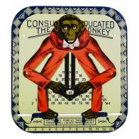 Jouets mécaniques en métal, tôle ou fer blanc Jouet mécanique en métal (fer-blanc: tôle d'acier recouverte d'étain) chromolithographié - Singe calculette