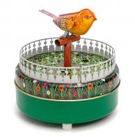 Jouets mécaniques en métal, tôle ou fer blanc Jouet mécanique en métal (fer-blanc: tôle d'acier recouverte d'étain) chromolithographié - Oiseau siffleur