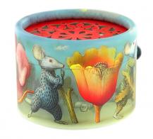 Bo&icirc;tes &agrave; musique &agrave; manivelle rondes en carton Bo&icirc;te &agrave; musique / bo&icirc;te musicale &agrave; manivelle en carton illustr&eacute; - Une souris verte (traditionnel)