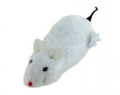 Animaux automates musicaux Rat blanc automate courant avec fourrure et mouvement de la queue - Jouet m&eacute;canique &agrave; remontoir