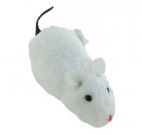 Animaux automates musicaux Rat blanc automate courant avec fourrure et mouvement de la queue - Jouet m&eacute;canique &agrave; remontoir