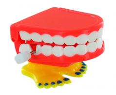 Petits automates m&eacute;caniques Petit automate m&eacute;canique en r&eacute;sine avec m&eacute;canisme &agrave; ressort - Dentier m&eacute;canique orange