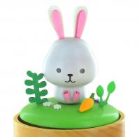 Bo&icirc;tes &agrave; musique anim&eacute;es haut de gamme en bois Petite bo&icirc;te &agrave; musique anim&eacute;e en bois avec lapin et carotte - Oh du lieber Augustin