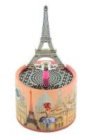 Bo&icirc;tes &agrave; musique touristiques Bo&icirc;te &agrave; musique anim&eacute;e en carton illustr&eacute; avec clef en forme de tour Eiffel - La vie en rose (Louiguy / Edith Piaf)