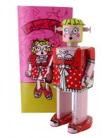 Jouets en m&eacute;tal, t&ocirc;le ou fer blanc : robots m&eacute;caniques en m&eacute;tal Jouet m&eacute;canique en m&eacute;tal (fer-blanc: t&ocirc;le d'acier recouverte d'&eacute;tain) - Robot ATOMIC BELLA