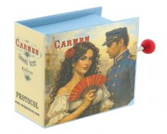 Bo&icirc;tes &agrave; musique &agrave; manivelle en forme de livre Bo&icirc;te &agrave; musique &agrave; manivelle en carton illustr&eacute; en forme de livre - Habanera de Carmen