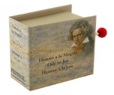 Bo&icirc;tes &agrave; musique &agrave; manivelle en forme de livre Bo&icirc;te &agrave; musique &agrave; manivelle en carton illustr&eacute; en forme de livre - Hymne &agrave; la joie (Beethoven).