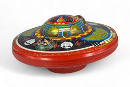 Jouets en m&eacute;tal, t&ocirc;le ou fer blanc : robots m&eacute;caniques en m&eacute;tal Jouet m&eacute;canique en m&eacute;tal (fer-blanc: t&ocirc;le d'acier recouverte d'&eacute;tain) - OVNI Marsien