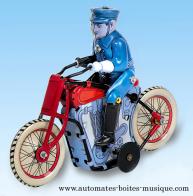 Jouets mécaniques en métal, tôle ou fer blanc non disponibles Jouet mécanique en métal, tôle et fer blanc : jouet mécanique policier sur moto