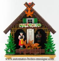 Boîtes à musique touristiques Chalet miniature bavarois en résine : chalet non musical station météo