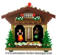 Boîtes à musique touristiques Chalet miniature bavarois en résine : chalet non musical station météo