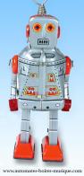 Jouets en métal, tôle et fer blanc : robots mécaniques en métal Robot mécanique en métal, tôle et fer blanc : robot mécanique robot gris et rouge