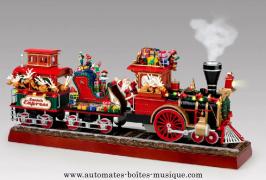 Automates Automate musical de Noël Mr Christmas : automate musical locomotive de Noël avec père Noël et animaux