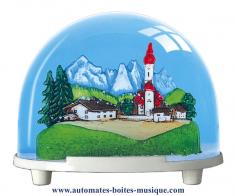 Boules à neige non musicales fabriquées en Allemagne (sur commande) Boule à neige classique non musicale allemande : boule à neige en plastique avec village