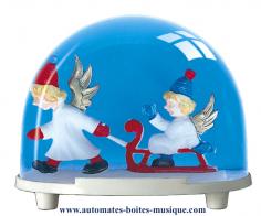 Boules à neige non musicales fabriquées en Allemagne (sur commande) Boule à neige classique non musicale allemande : boule à neige en plastique avec anges