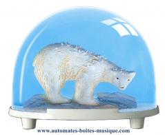 Boules à neige non musicales fabriquées en Allemagne (sur commande) Boule à neige classique non musicale allemande : boule à neige en plastique avec ours blanc