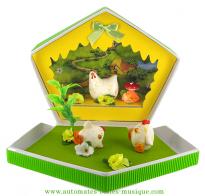 Boîtes à musique avec animaux Boîte à surprise musicale lumineuse : boîte maison musicale lumineuse avec poules