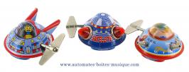 Jouets mécaniques en métal, tôle ou fer blanc non disponibles Jouets mécaniques en métal, tôle et fer blanc : jouets mécaniques navettes spatiales
