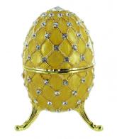 Oeufs musicaux en métal de style Fabergé Oeuf musical de style Fabergé : oeuf musical jaune en métal avec strass et 3 pieds