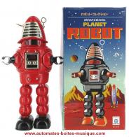 Jouets en métal, tôle et fer blanc : robots mécaniques en métal Robot mécanique en métal, tôle et fer blanc : robot mécanique en métal "Robot rouge"