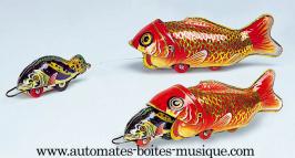 Jouets mécaniques en métal, tôle ou fer blanc Jouet mécanique en métal de collection : jouet mécanique poisson