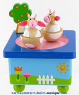 Boîtes à musique avec animaux Boîte à musique animée en bois pour enfants : boîte à musique animée avec vaches