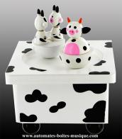 Boîtes à musique avec animaux Boîte à musique animée en bois pour enfants : boîte à musique animée avec vaches