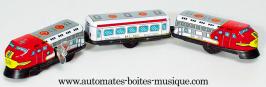 Jouets mécaniques en métal, tôle et fer blanc Jouet mécanique en métal de collection : jouet mécanique train express