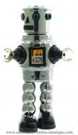 Jouets en métal, tôle ou fer blanc : robots mécaniques en métal Robot mécanique en métal, tôle et fer blanc : robot mécanique en métal "Robot Robby argenté"
