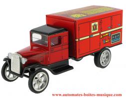Jouets mécaniques en métal, tôle ou fer blanc non disponibles Jouet mécanique en métal, tôle et fer blanc agrafé : jouet mécanique "Camion des pompiers"