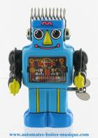 Jouets en métal, tôle ou fer blanc : robots mécaniques en métal Robot mécanique en métal, tôle et fer blanc : robot mécanique en métal "Robot punk bleu"