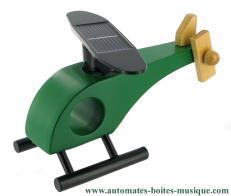 Jouets hélicoptères solaires en bois Jouet mécanique en bois : jouet hélicoptère solaire en bois de couleur verte