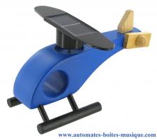 Jouets hélicoptères solaires en bois Jouet mécanique en bois : jouet hélicoptère solaire en bois de couleur bleue