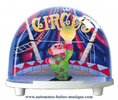 Boules à neige non musicales fabriquées en Allemagne (sur commande) Boule à neige classique non musicale allemande : boule à neige en plastique avec clown
