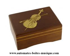 Petites boîtes à musique en bois Boîte à musique en bois économique : boîte à musique avec décor en laiton "Violon"