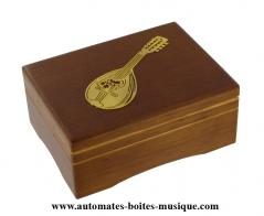 Petites boîtes à musique en bois Boîte à musique en bois économique : boîte à musique avec décor en laiton "Mandoline"