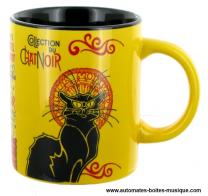 Boîtes à musique touristiques Souvenir de Paris : mug souvenir de Paris de couleur jaune avec Le chat noir