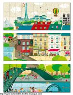 Boîtes à musique touristiques Puzzle 3 en 1 souvenir de Paris : puzzle 3 dessins de Paris avec Tour Eiffel
