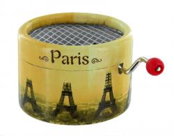 Boîtes à musique touristiques Boîte à musique à manivelle ronde en carton : boîte à musique à manivelle avec Tour Eiffel