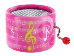 Boîtes à musique à manivelle rondes en carton Boîte à musique à manivelle ronde en carton : boîte à musique à manivelle avec partitions roses