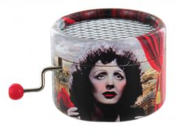 Boîtes à musique à manivelle rondes en carton Boîte à musique à manivelle ronde en carton : boîte à musique à manivelle "Edith Piaf"