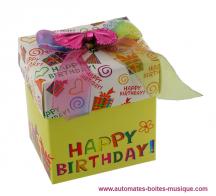 Boîtes à musique pour anniversaires Boîte à musique "boîte cadeau": boîte cadeau musical "Joyeux anniversaire"