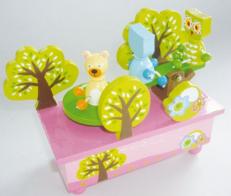 Boîtes à musique avec animaux Boîte à musique animée pour la petite enfance : boîte à musique animée en bois avec chouettes