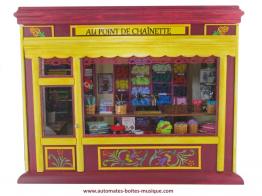 Boîtes à musique artisanales Boîte à musique veilleuse : boîte à musique en forme de boutique miniature "Mercerie"