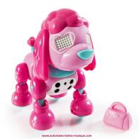Robots et objets volants Chien robot Mini Zoomer : chien robot Zuppie love version Glam avec sac rose