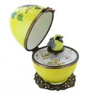 Oeufs musicaux de style Fabergé fabriqués en France Oeuf musical de style Fabergé en porcelaine de Limoges avec oiseau - Musique sur l'eau (Haendel)