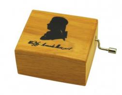 Boîtes à musique à manivelle en bois Boîte à musique à manivelle en bois : boîte à musique à manivelle avec portrait de Mozart