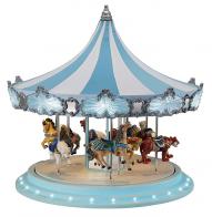 Manèges et carrousels musicaux miniatures Grand carrousel musical miniature Mr Christmas : carrousel musical Mr Christmas blanc et bleu