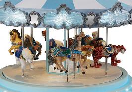 Grands carrousels musicaux miniatures Grand carrousel musical miniature Mr Christmas : carrousel musical Mr Christmas blanc et bleu